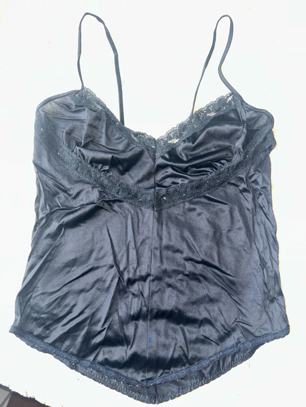 Black Lace-Trim Satin Cami - Women Intimates